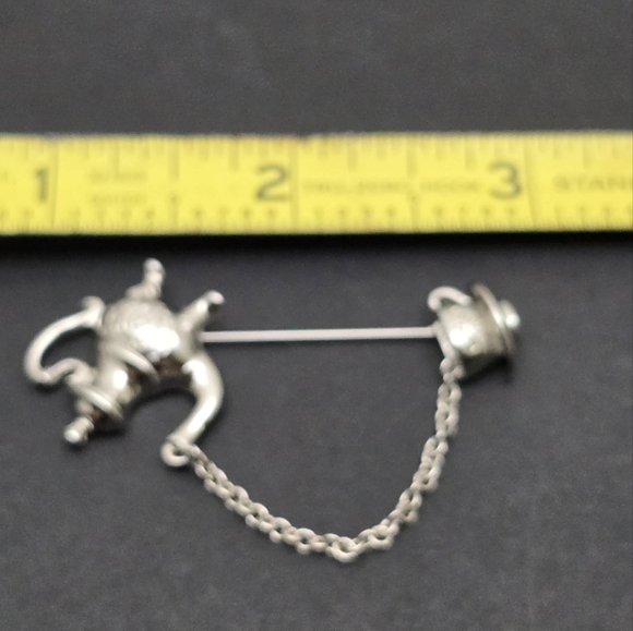 Avon Silver Teapot Chain And Cup Brooch - Picture 6 of 6